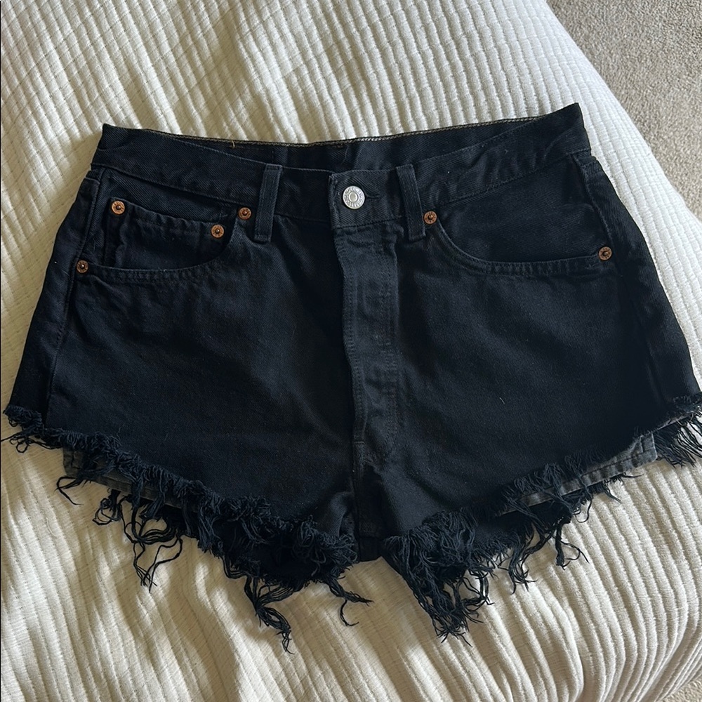 Urban Renewal Levis Black Jean Shorts Frayed Hem